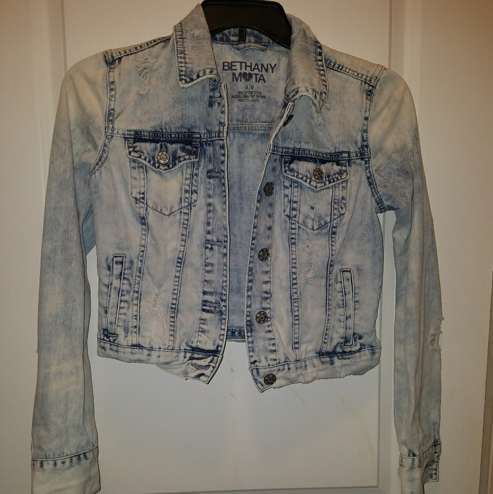 Distressed jean jacket